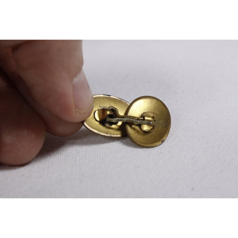 Vintage gold toned cufflinks with engraved decoration, oval cuff links classic - Picture 7 of 8